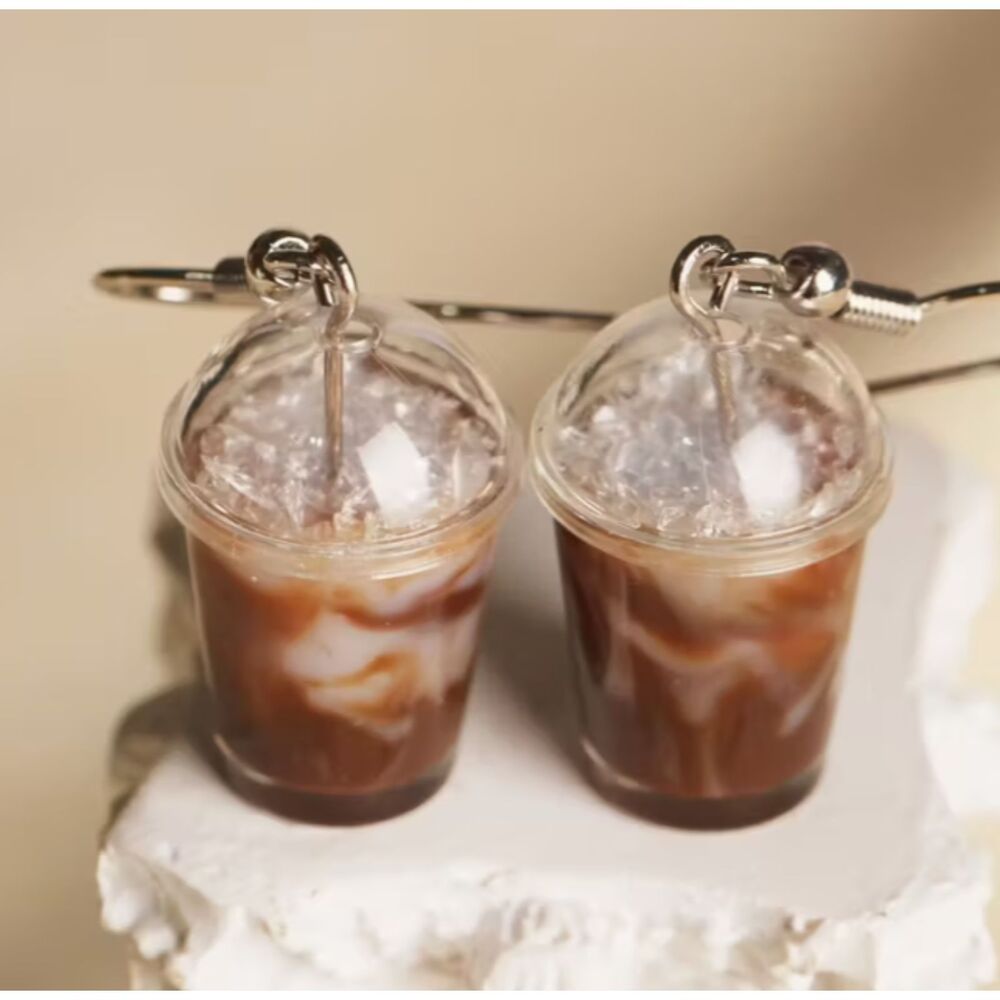 3D Realistic Acrylic Iced Coffee Dangle Earrings